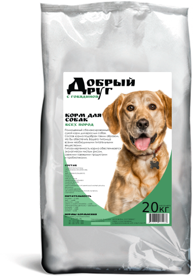 фото Добрый Друг корм для собак всех пород с говядиной 20кг