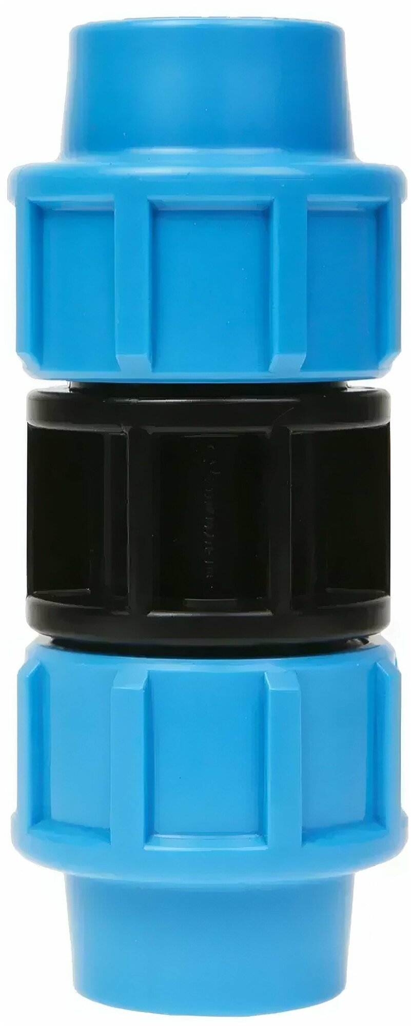 Обжимная муфта из ПНД соединительная 20 на 20 цвет голубой для обеспечения надежного соединение двух участков полиэтиленовых труб равного диаметра