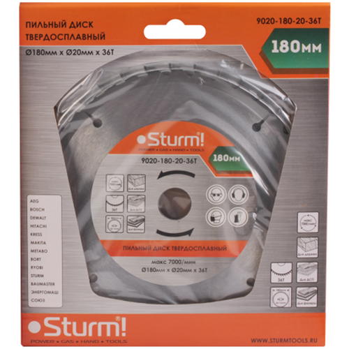 Пильный диск Sturm! 9020-180-20-36T 180х20 мм диск пильный sturm 9020 210x30x48t