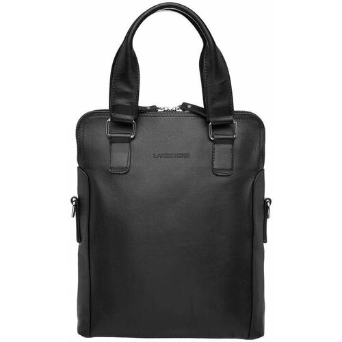 фото Сумка lakestone классическая, натуральная кожа, вмещает а4, внутренний карман, черный