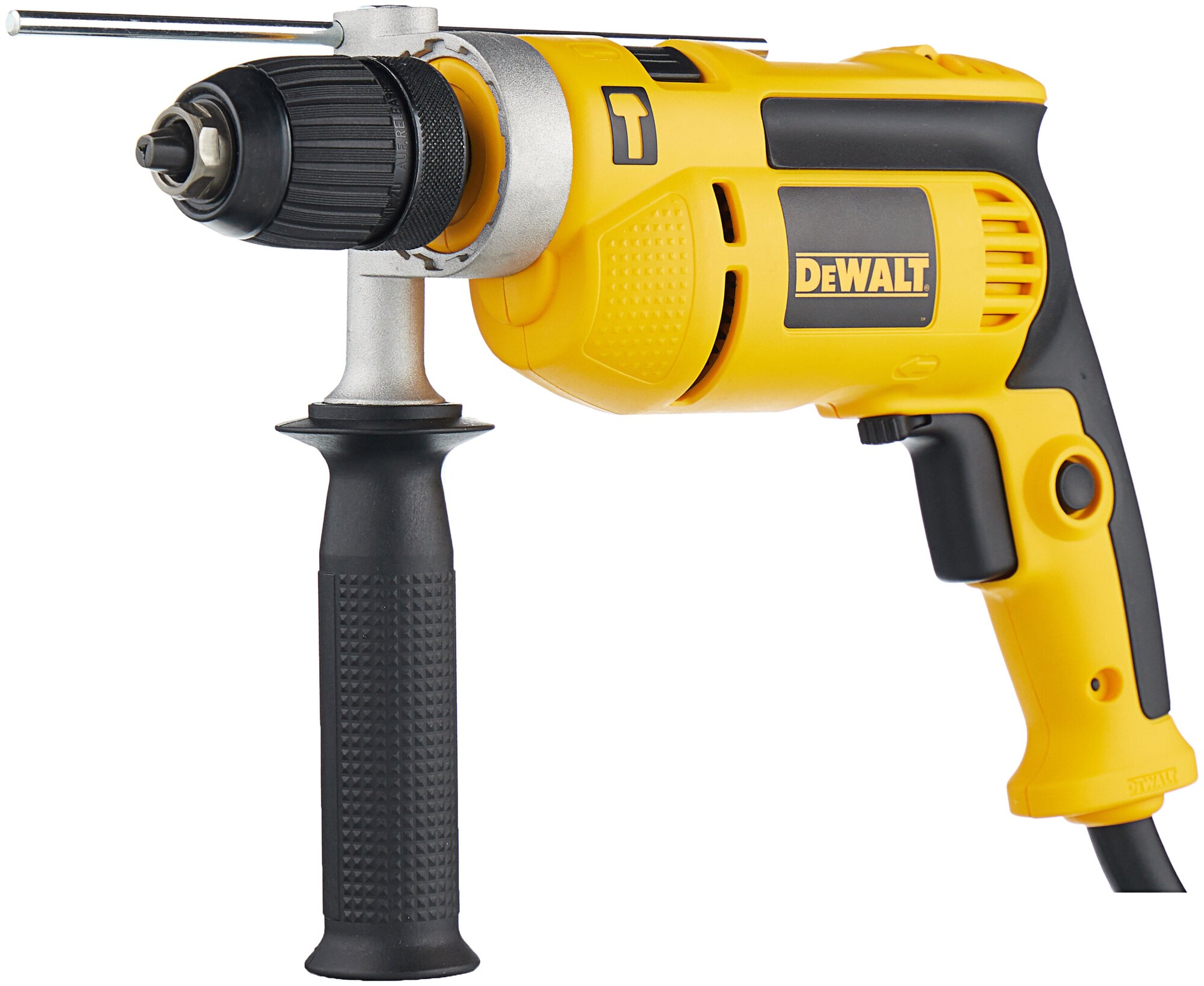 Ударная дрель DEWALT DWD024S-KS 701 Вт регулятор оборотов 0-2800 об/мин, макс. момент 8.6 Нм,47600 уд./мин, кнопка блокировки включения, ограничитель глубины, БЗП патрон 13 мм 1.82кг