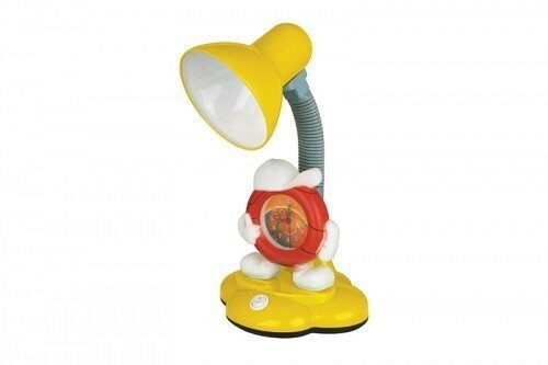 Настольная лампа (светильник) Camelion KD-388 C07 40W E27 часы желтый металл/пластик шнур 1,5м e12621