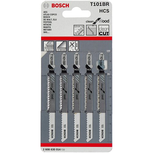 Набор пилок для электролобзика BOSCH 2608630014, 5 шт. набор пилок универсальные bosch 2607019458 8пред лобзики