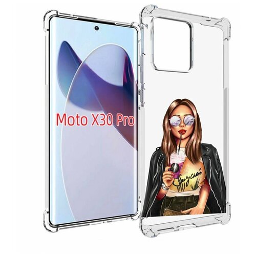 Чехол MyPads девушка-с-фиолетовым-коктейлем женский для Motorola Moto X30 Pro задняя-панель-накладка-бампер