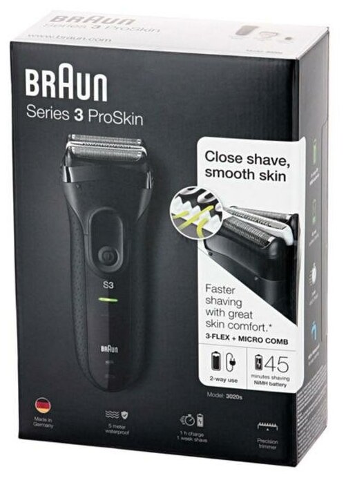 Электробритва Braun 3020s Series 3 ProSkin, черный - фотография № 6