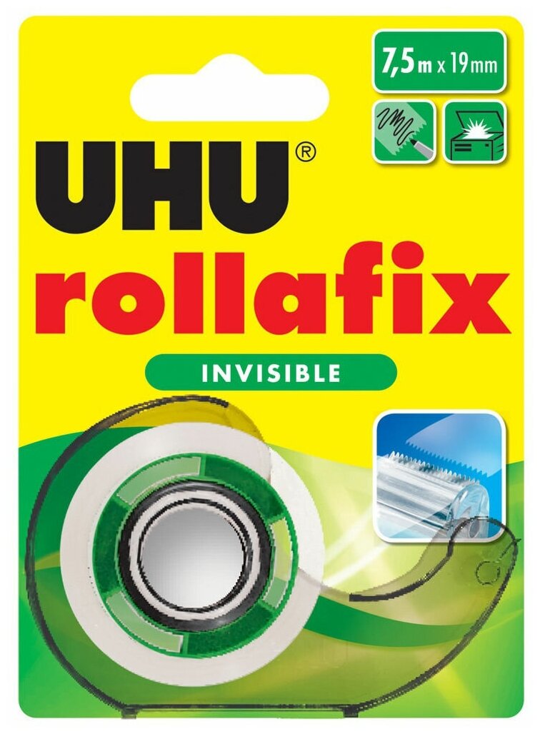 Клеящая лента UHU ROLLAFIX INVISIBLE невидимая 19мм*7.5м в диспенсере блистеристер