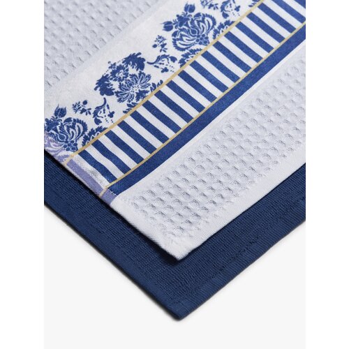 Комплект кухонных полотенец Linens Hilary, 40х60см, белый/синий