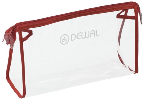 Косметичка DEWAL PRO, 8х15х28 см, бесцветный, красный