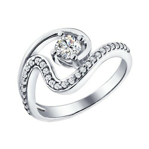 фото Серебряное кольцо sokolov 94010845 с фианитом, размер 16 diamant-online
