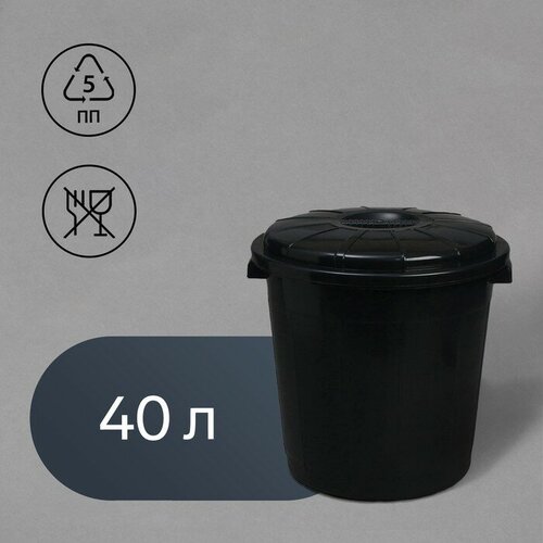 Бак хозяйственно-бытовой 40 л с крышкой чёрный 2291₽