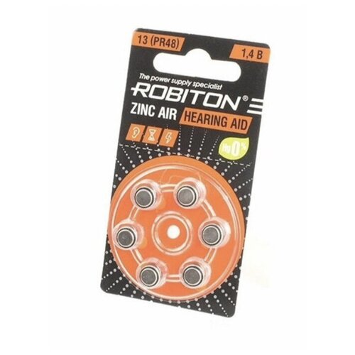 Батарейки Robiton ZA13 (PR48) для слуховых аппаратов (6 шт) laifa 60 pcs zinc air rayovac extra performance hearing aid batteries a312 312a za312 312 pr41 hearing aid battery free ship