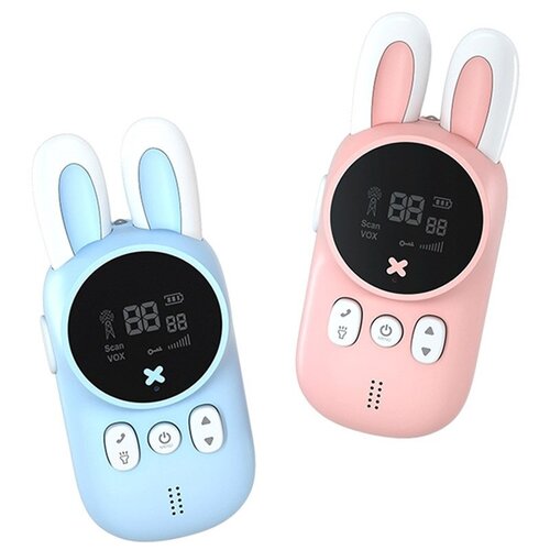 Набор детских раций BunnyWalkie Портативная рация с экраном Прием до 3 км Двусторонняя связь Чистый звук без помех ГолубойРозовый 239000₽