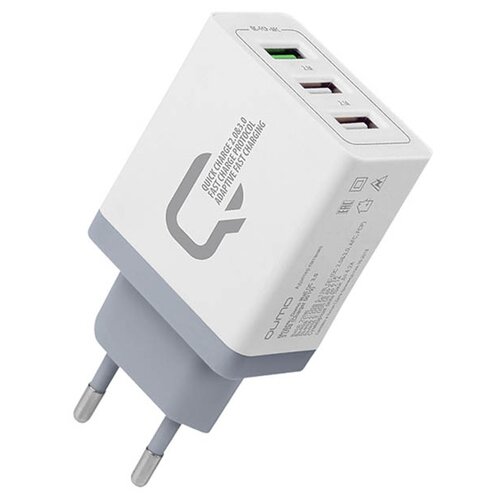 фото Зарядное устройство qumo 2xusb 2.1a + quick charge 3.0 charger 0019 white