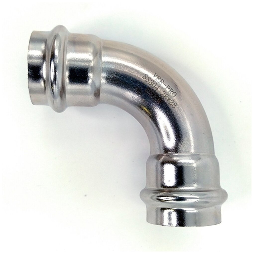 фото Уголок пресс Vieir 90 град 28х28 двухраструбный для труб из нержавеющей стали Ver-Pro, VPAL2828