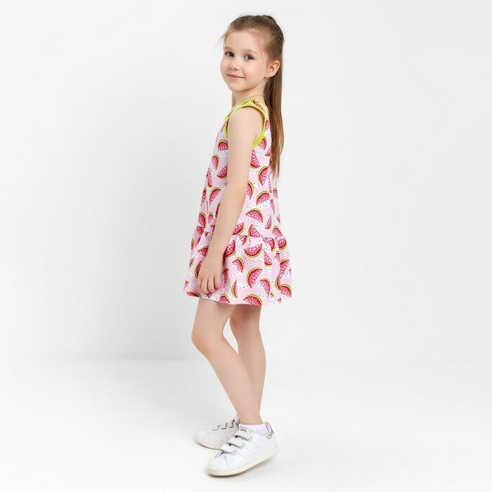 Платье для девочки, цвет розовый/арбузы, рост 122 см - фотография № 5