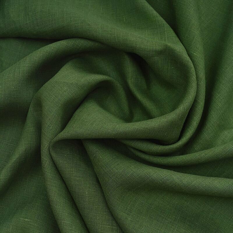 Ткань льняная на отрез: костюмный умягченный 100% лён "Травянистый", 1 метр