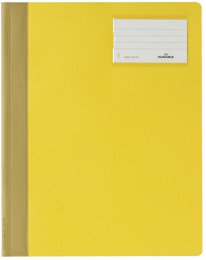 Папка-скоросшиватель Durable 2500/04 ПВХ с карманом для маркировки, визитки, формат А4, А4+, желтый
