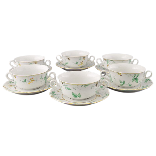 фото Набор чашек для супа мэри-энн зелень и золото (0.35 л), 6 шт., leander