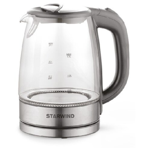 Чайник STARWIND SKG2419/SKG2315, серебристый/серый чайник электрический starwind skg2315 2200 вт серебристый серый 1 7 л металл стекло