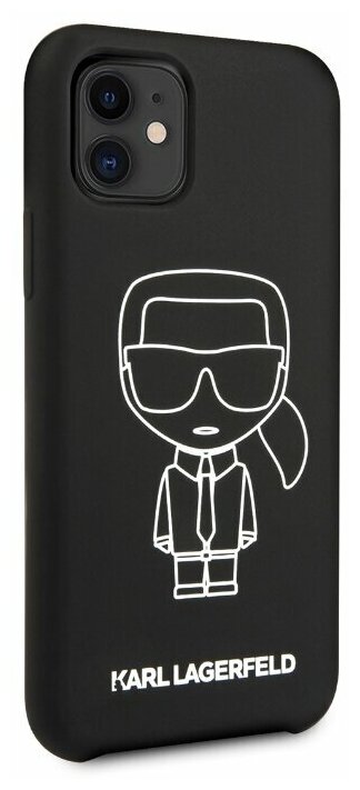 Чехол Lagerfeld для iPhone 11 Liquid silicone Ikonik outlines Hard Black/White