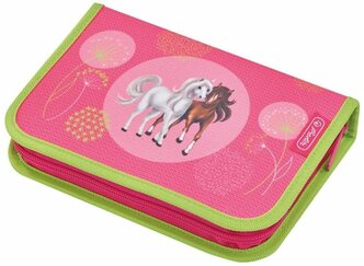 Herlitz Пенал Spring Horses (50014316), розовый/зеленый