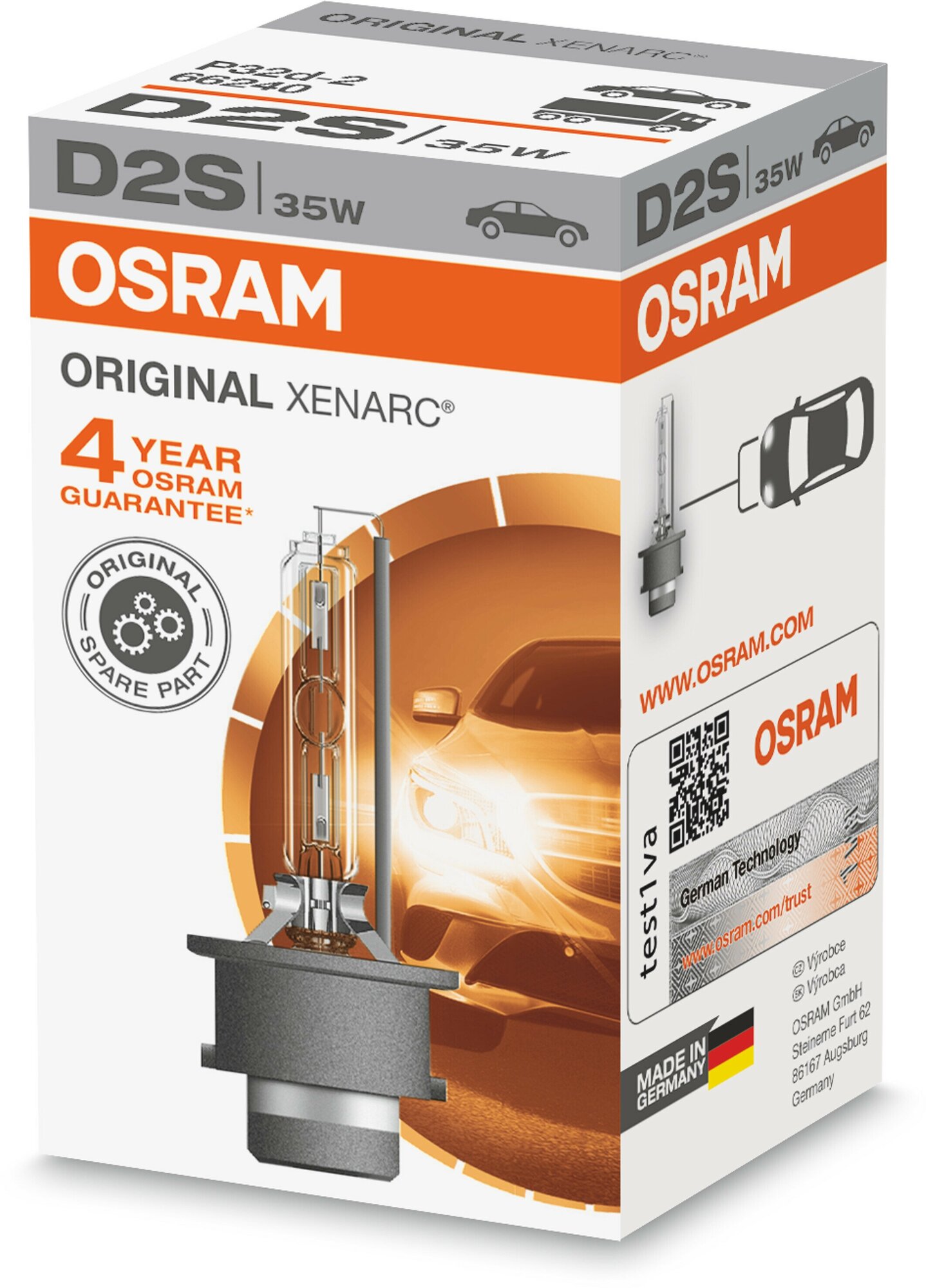OSRAM Лампа ксенон Osram Original Xenarc, D2S, 4150K, 35W, коробка, 1 шт 66240
