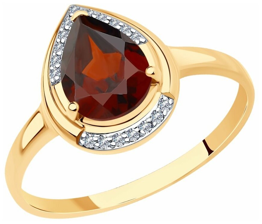 Кольцо SOKOLOV Diamonds из золота с бриллиантами и гранатом 71-00003 