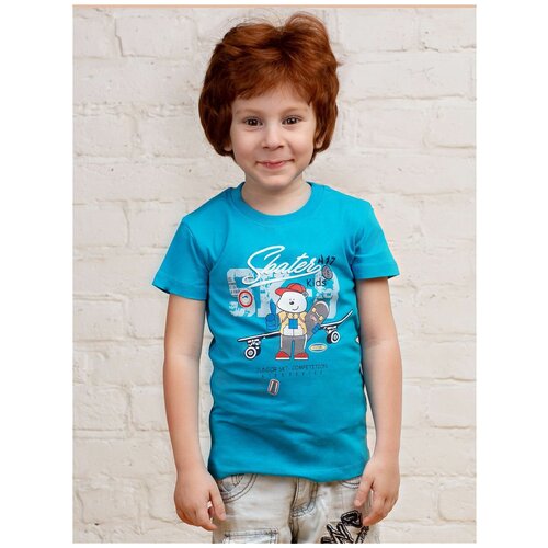 Футболка для мальчика MOR, MOR-116010/бирюзовый, размер 110 - 116