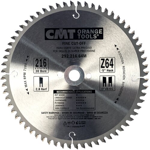 Пильный диск CMT 292.216.64M 216х30 мм пильный диск cmt k21624m x10 216х30 мм