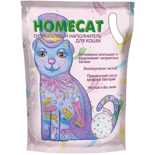 HOMECAT Волшебные кристаллы 7,6 л силикагелевый наполнитель для кошачьих туалетов 4 шт