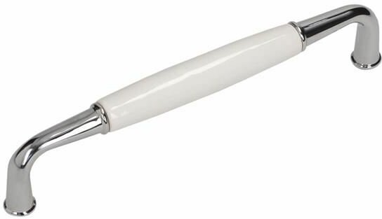 Ручка мебельная скоба 128 мм хром + белый фарфор (комплект 2 шт.) - фотография № 2