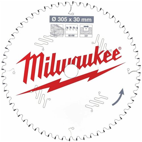 Диск пильный по дереву (305x30x3 мм; 60Z) для торцовочной пилы Milwaukee 4932471321