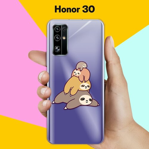 Силиконовый чехол 4 ленивца на Honor 30