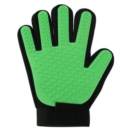 Перчатка для вычесывания шерсти кошек и собак, цвет зеленый