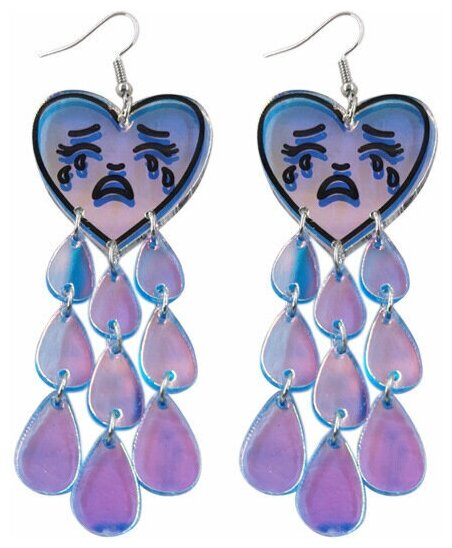 Серьги Bag & You, акрил, размер 100 мм, серебристый — фото 1