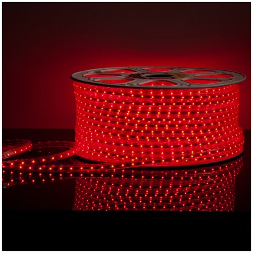 фото Светодиодная лента 220в красная 60led/m 4.8вт уличная (комплект 10м+питание+заглушка+скобы 10шт) general