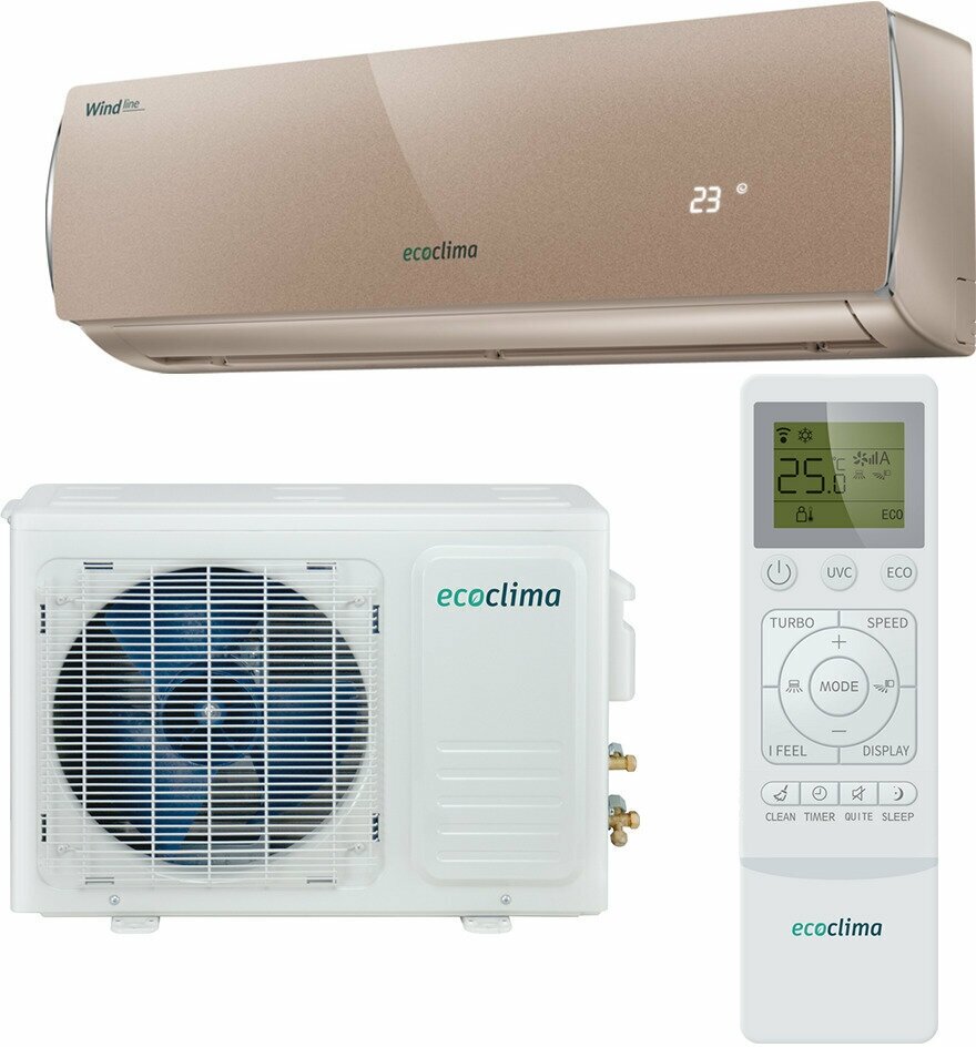 Настенная сплит-система Ecoclima Wind Line EC/I-12QC/ ECW/I-12QCB, inverter, коричневый - фотография № 1