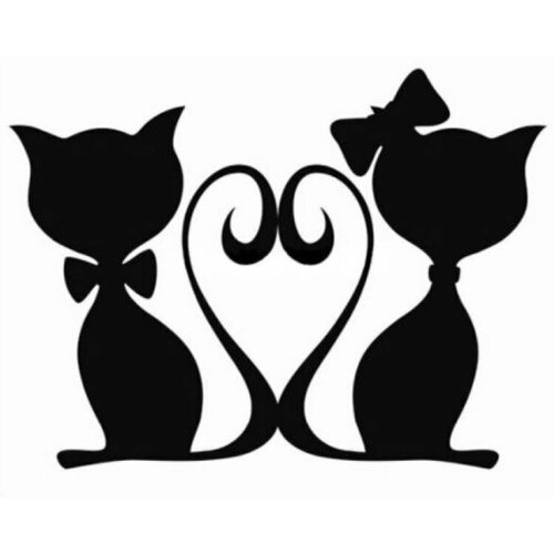 Интерьерные наклейки, Наклейка для декора интерьера - Кот и кошка с сердцем