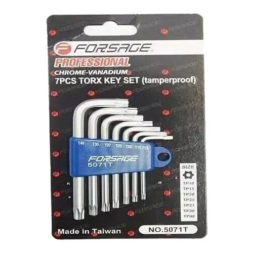 Набор имбусовых ключей Forsage 5071T, 7 предм., серебристый набор ключей torx rf 5071txl экстрадлинных т10н т40н с отверстием 7 предемтов на пласт держат rockforce