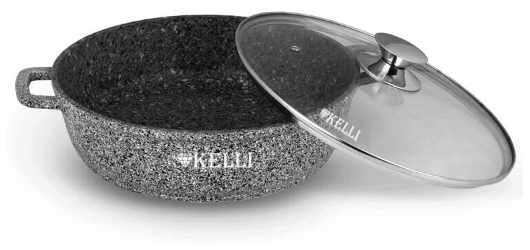 Сковорода-сотейник KELLI KL-4021-32 7,0 л, 32 см, серый