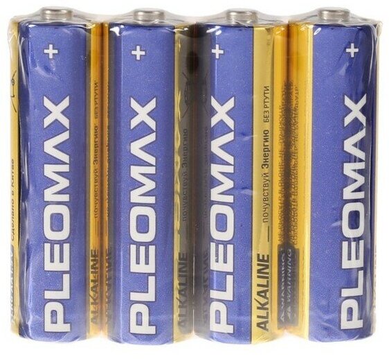 Батарейка алкалиновая Pleomax, AA, LR6-4S, 1.5В, спайка, 4 шт.