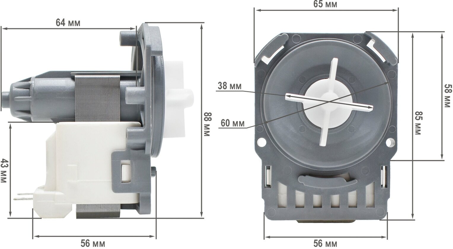 фото Насос сливной (помпа) HANYU для стиральной машины AEG, Electrolux, Zanussi