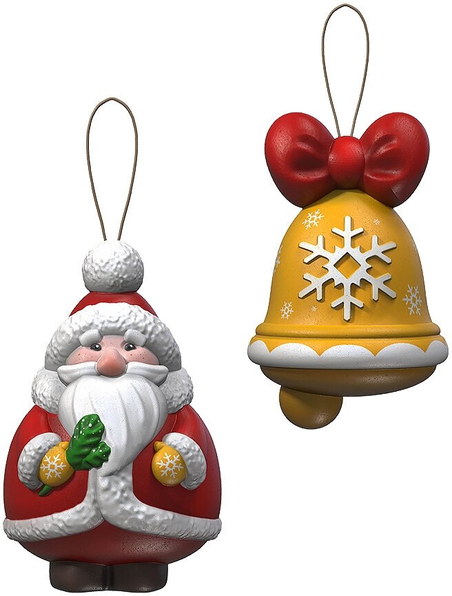 Набор для творчества LORI Роспись ёлочных игрушек 3D Art "Дед Мороз и колокольчик"