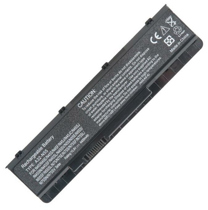 АКБ Аккумуляторная батарея для ноутбука Asus N45, N45SF, N45SL, N45VM, N46VM, N46VZ, N55, N55SF, N55SL, N75, 4400mAh, 10.8-11.1V, A32-N55