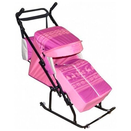 фото Санки-коляска скользяшки герда-8 р-3, розовый/бежевый