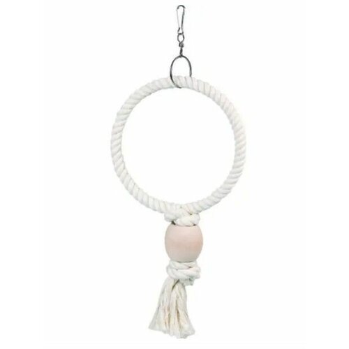 Flamingo игрушка для птиц кольцо веревочное с шаром, белый, 19х5,5х42 см