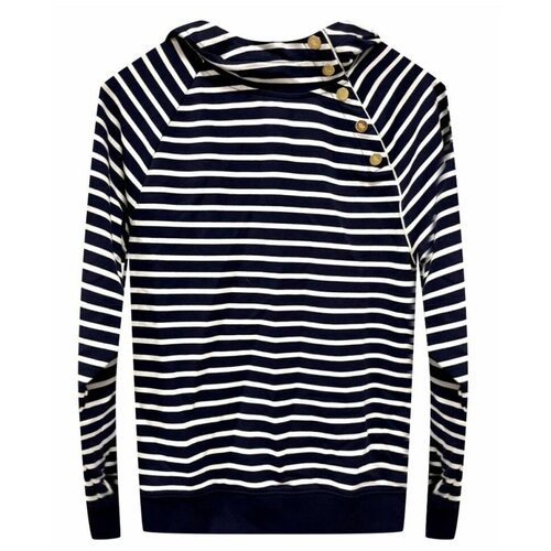 Худи Ralph Lauren S в бело-синюю полоску с пуговицами на шее Striped French Terry Funnelneck Hoodie Sweatshirt