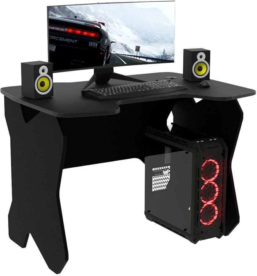 Стол компьютерный игровой геймерский Sky с подставками для системного блока и телефона, черный черный - фотография № 6