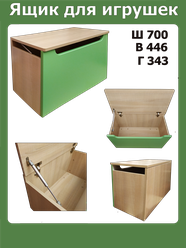 Ящик для игрушек, сундук для хранения вещей в детской. Зеленый матовый/Дуб Сонома