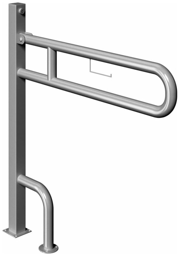 Поручень опорный для санузла откидной с фиксатором с бумагодержателем напольный сталь D38 мм
